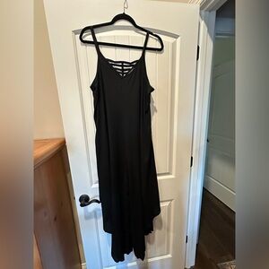 Sam & Jess Chic Black Jagged split leg jumpsuit with chic detailed back. Size XL